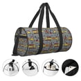 thumbnail image 5 of Xecao Modern Excavator print Round Travel Duffel Bag is a foldable gym bag with an inner pocket, perfect for travel sports, 5 of 8