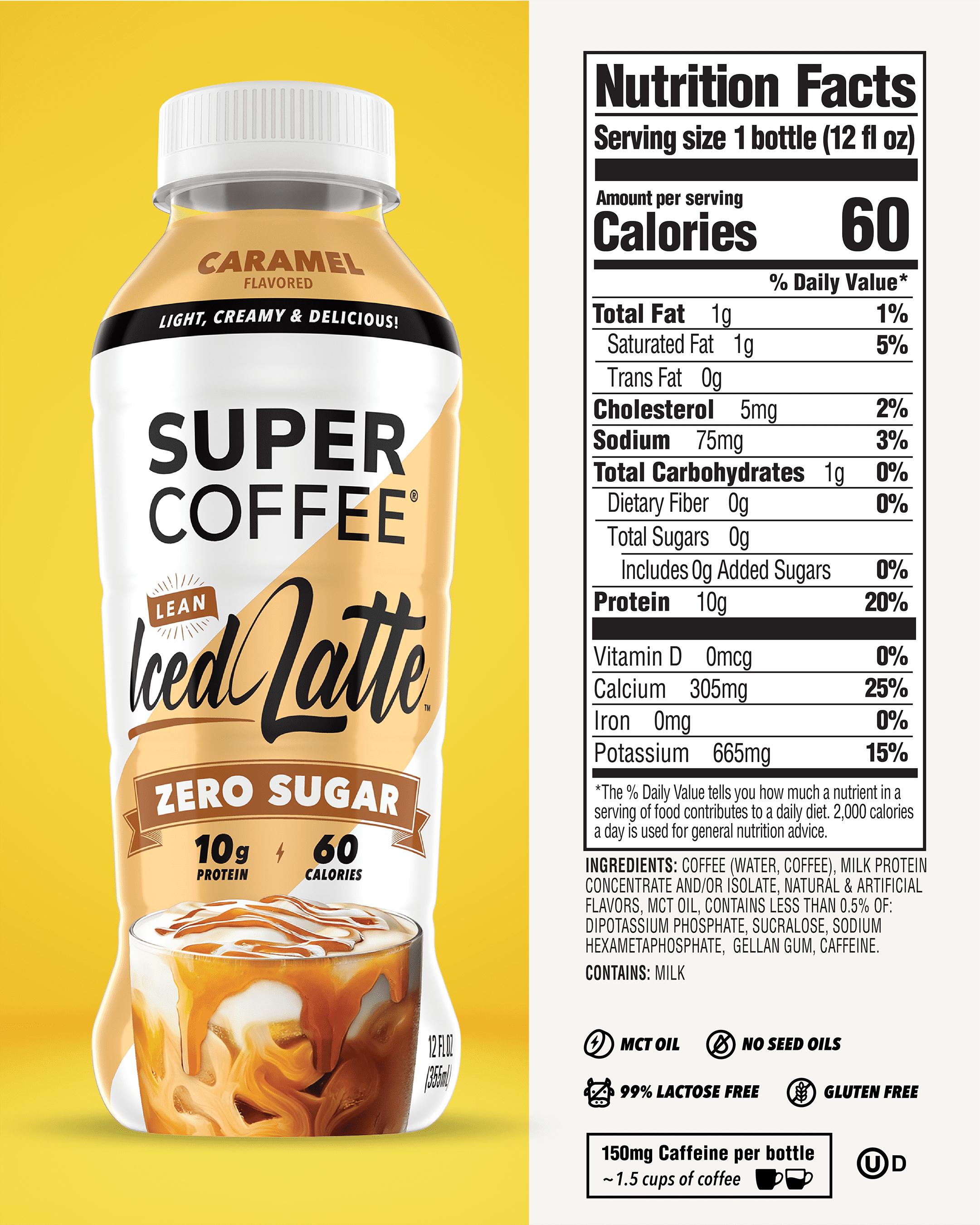 (3 pack) Super Coffee Caramel Latte Iced Coffee Bottle 12 fl oz