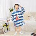 thumbnail image 6 of FORMRS Wearable Blanket Hoodie with Sleeves for Kids Cozy Flannel Sweatshirt, Blue Sailboats, 6 of 7