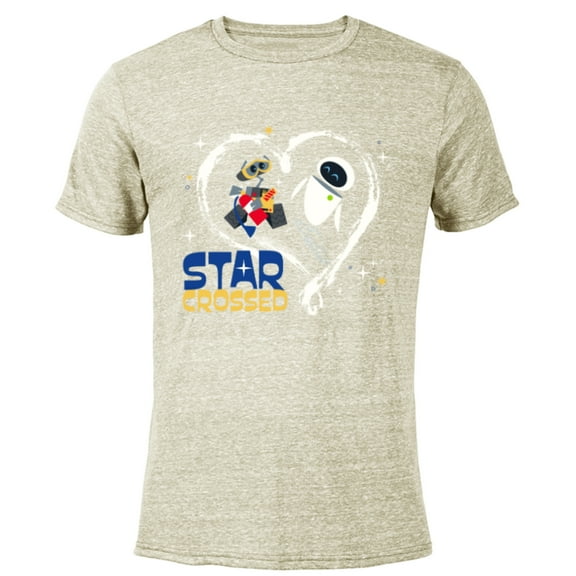 Disney and Pixar’s Wall-E and EVE Star Crossed Heart - Short Sleeve Blended T-Shirt for Adults - Customized-Yellow