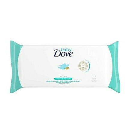 Dove Baby Wipes, Fragrance Free, Sensitive Moisture, As Gentle As Water, Suitable for Newborns, 50 Ct + Yes to Coconuts Moisturizing Single Use