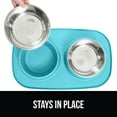 thumbnail image 5 of GORILLA GRIP Dog Bowls Feeding Mat Set, Stainless Steel Bowl, Raised Edge Silicone, 4 Cup, Turquoise, 5 of 10