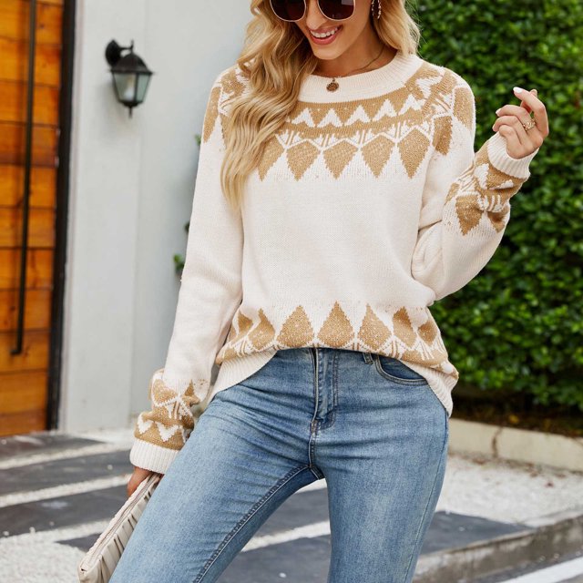 Cardigans pour Femmes Femmes Mode Décontractée Rétro Impression Couleur Tricot Manches Longues Col Roulé Chandail Long Cardigan en Liquidation