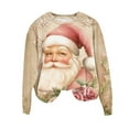 thumbnail image 2 of Yteetum Women's Christmas Crewneck Sweatshirts Oversize Christmas Santa Print Pullover Hoodless Sweatshirts Tops Womens Xmas Holiday Shirts Round Neck Long Sleeve Sweatshirts Fall Outfits For Women, 2 of 4