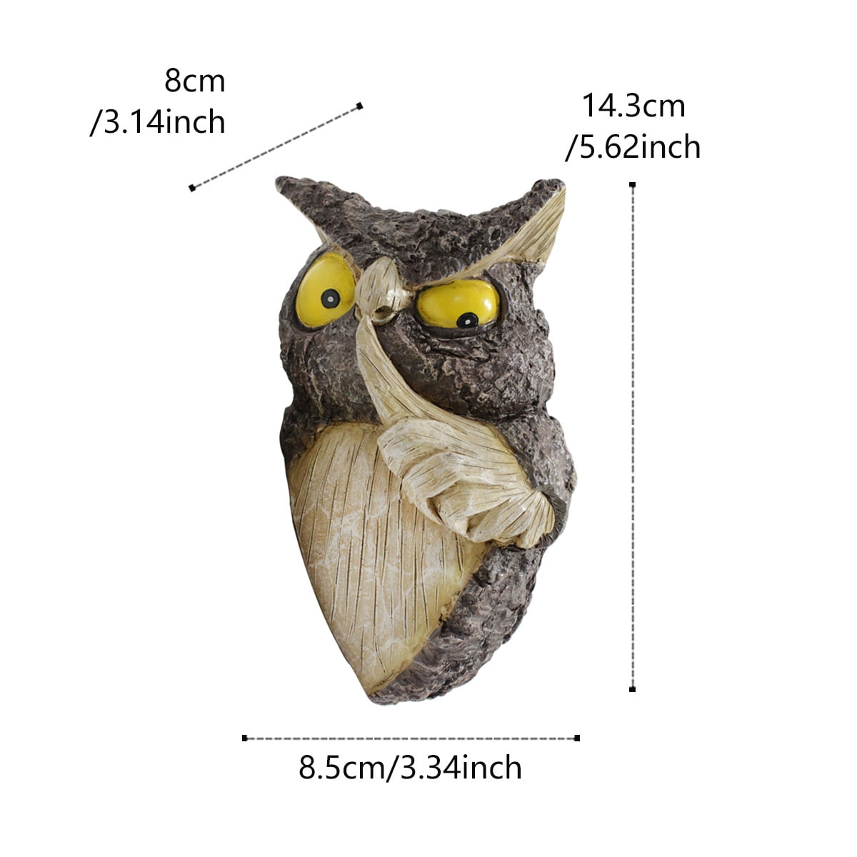 Owl Tree Hugger, Funny Keep Quiet Owl Statue Outdoor Tree Face Decor, Resin Tree Sculpture Garden Peeker Yard Art Ornaments, Housewarming Gift