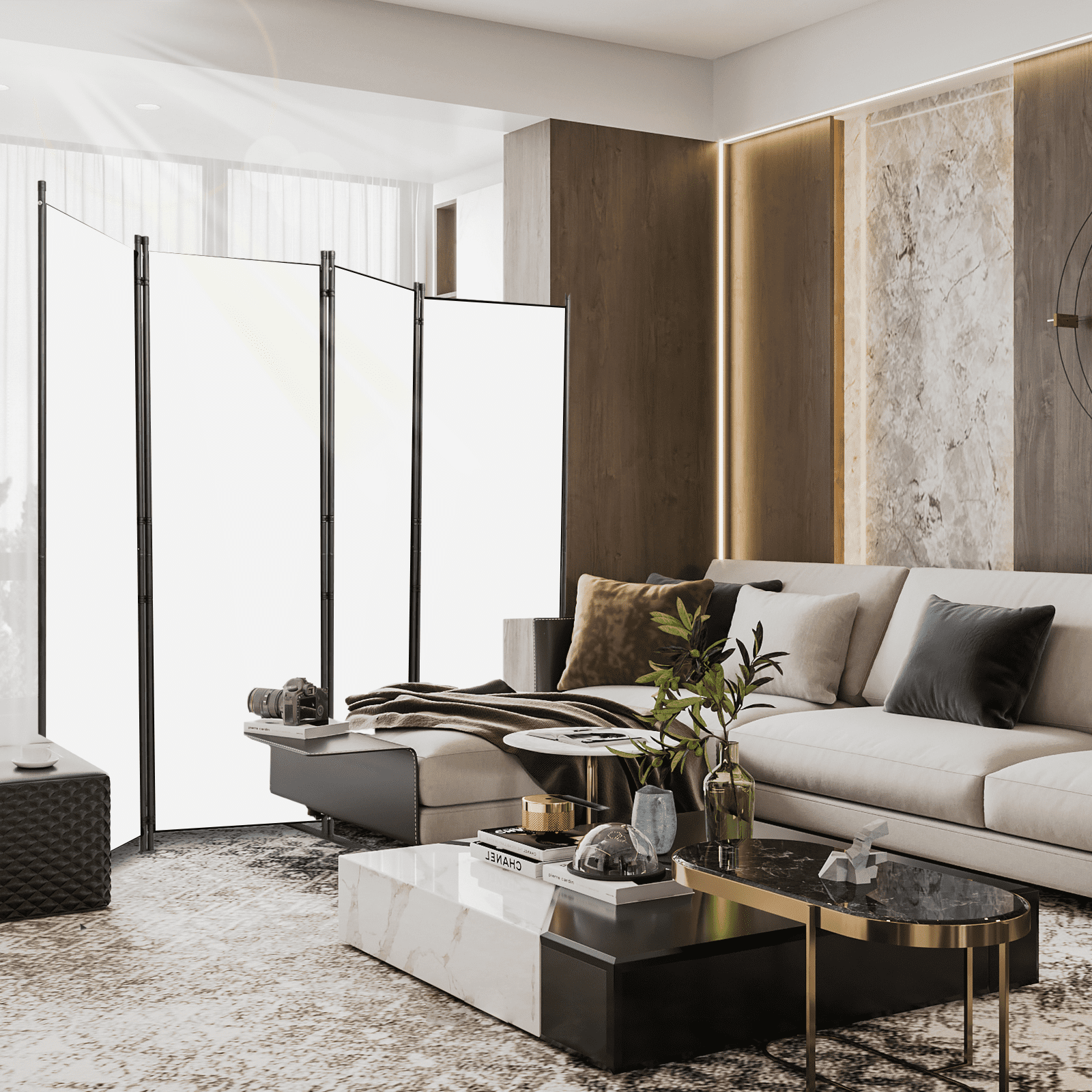 Room Divider-4 Panels Folding Privacy Screens, Partition Room Dividers Wall for Separation, Home, Office, Classroom, Studio
