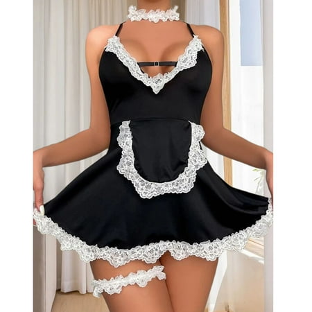 

TUWABEII Women s Underwear Women Lingerie Lace Patchwork Camis Dress Temptation Sleepwear Nightdress