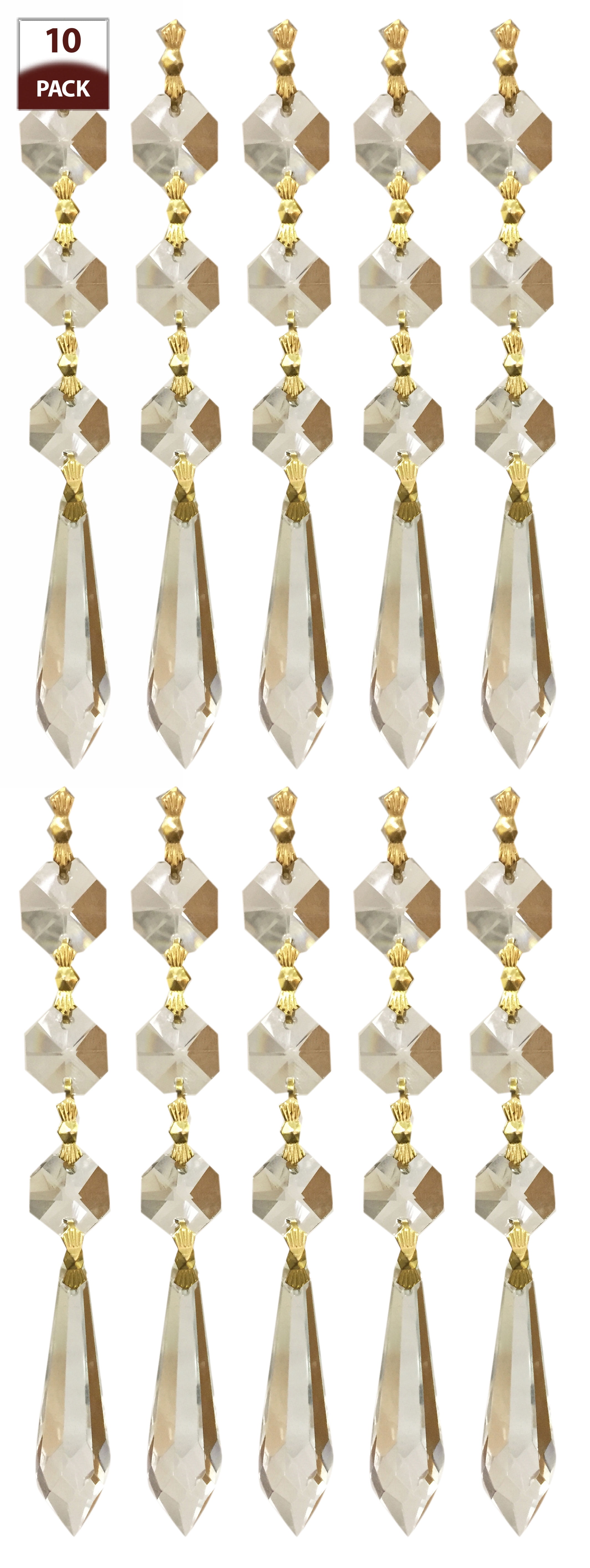 Royal Designs 10 Pack Chandelier Replacement Crystal Prisms Clear U