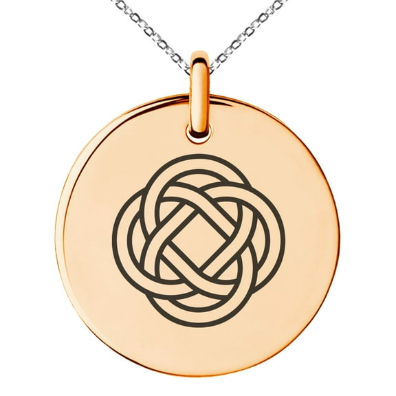 Tioneer Stainless Steel Celtic Eternity Knot Engraved Small Medallion Circle Charm Pendant Necklace