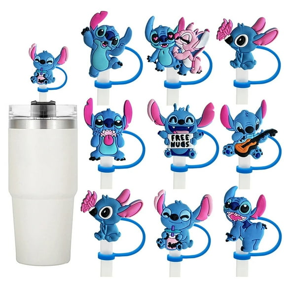 8Pcs Stitch Reusable Cartoon Straw Cover Cap, Dustproof Splash-Proof Straw Plug for Cups, Fun Gift for Kids & Adults