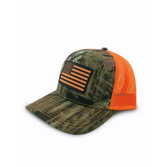 Buffalo Outdoors® Workwear Hi-Vis Flag Patch Premium Camo Trucker Hat