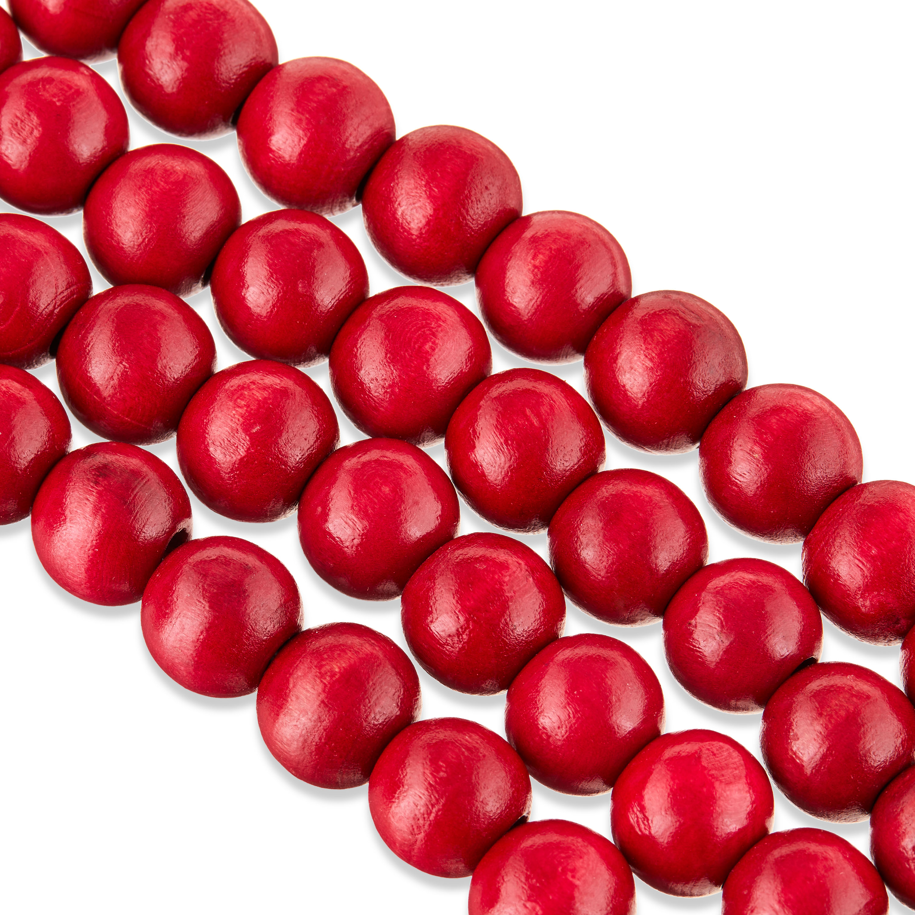 Set of 2,Holiday Time 14mm Red Natural Decorative Wood Bead Garland,12 feet