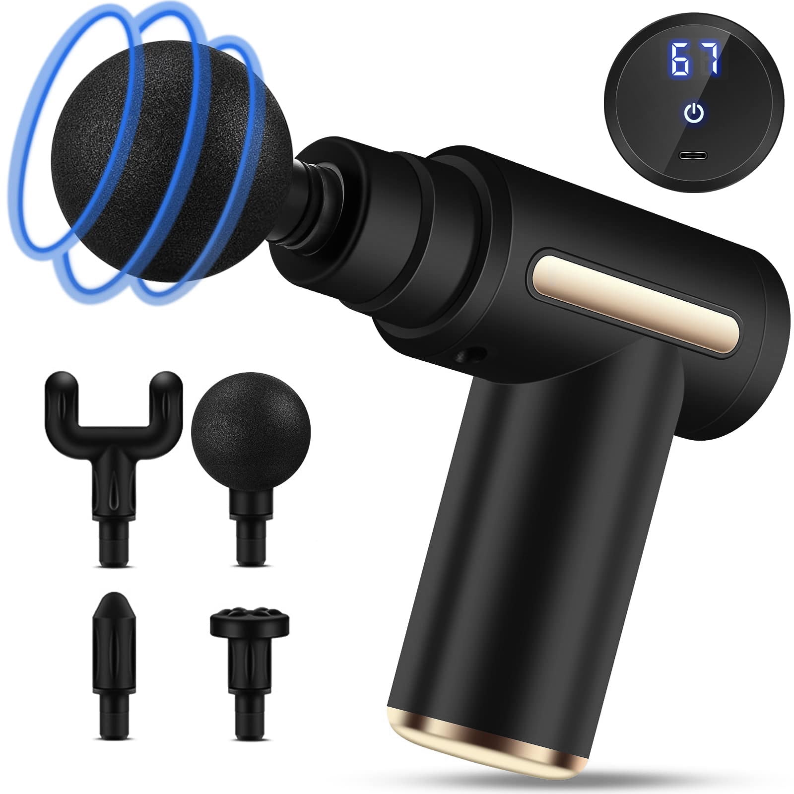 SGOKEEN Mini Massage Gun, 6 Speeds, Percussion Deep Tissues, Ultra Quiet, Handheld for Back, Neck & Pain Relief, Black