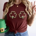thumbnail image 2 of Besolor T-Shirt Femme Fête de la Saint-Patrick Vert Col Rond Manches Courtes Tee Tops Shamrock Trèfle Graphique Cadeau Festival Tops, 2 of 6