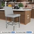 thumbnail image 6 of HomeZeer Counter Height Bar Stools Set of 4, 26" Industrial Kitchen Bar Stools with Back, 350lbs Modern Leather Barstools with Square Padded Seat and Painted Metal Frame for Kitchen Island, Gray, 6 of 9