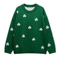 thumbnail image 4 of TrendOFT Irish Sweaters for Women St. Patrick's Day Knitted Shamrock Sweater Long Sleeve Crew Neck Casual Pullover Top Dark Green XXXXL, 4 of 4