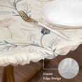 thumbnail image 3 of Beige Flowers Round Tablecloth, Fitted Table Cover with Elastic for 36"-44" Round Tables, Watercolor Farmhouse Botanical Floral Table Cloth Outdoor Indoor Dinning Party Waterproof Tablecloths, 3 of 7