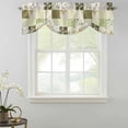 thumbnail image 2 of Tie Up Valances for Windows, Spring Floral Adjustable Valance Curtains Window Treatment for Living Room, Yellow Flowers Botanical Patchwork Grid Bohemia Rod Pocket Kitchen Curtains 42x12 Inch, 2 of 9