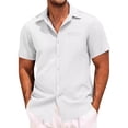 thumbnail image 2 of SROBPTY Mens T-Shirts Solid Turn Down Neck Short Sleeve Button Front with Pockets Summer Tops for Everyday Wear, 2 of 4