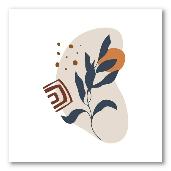 Designart ' Abstract Minimal Shapes Under Flowers VII ' Modern Canvas Wall Art Print