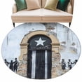 thumbnail image 2 of Round Area Rug 5 Ft, Puerto Rico Flag Washable Non-Slip Circle Carpet for Living Room/Bedroom, Retro Rustic Door Artwork Picture Prints Low-Profile Runner Mats Collection Rugs for Indoor, 2 of 7
