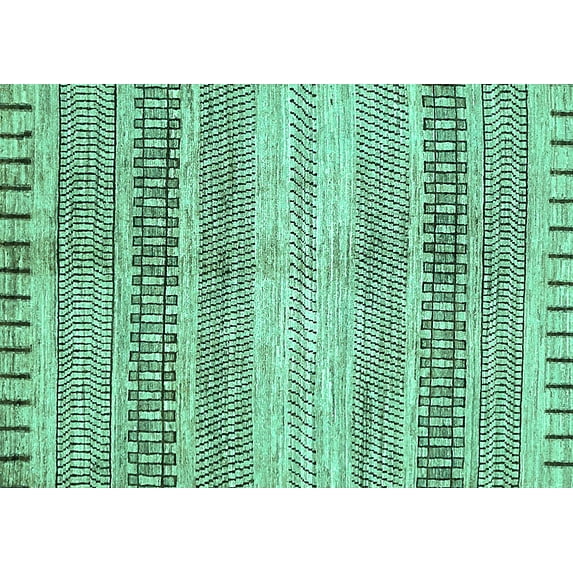 Ahgly Company Machine Washable Indoor Rectangle Abstract Turquoise Blue Modern Area Rugs, 8' x 12'