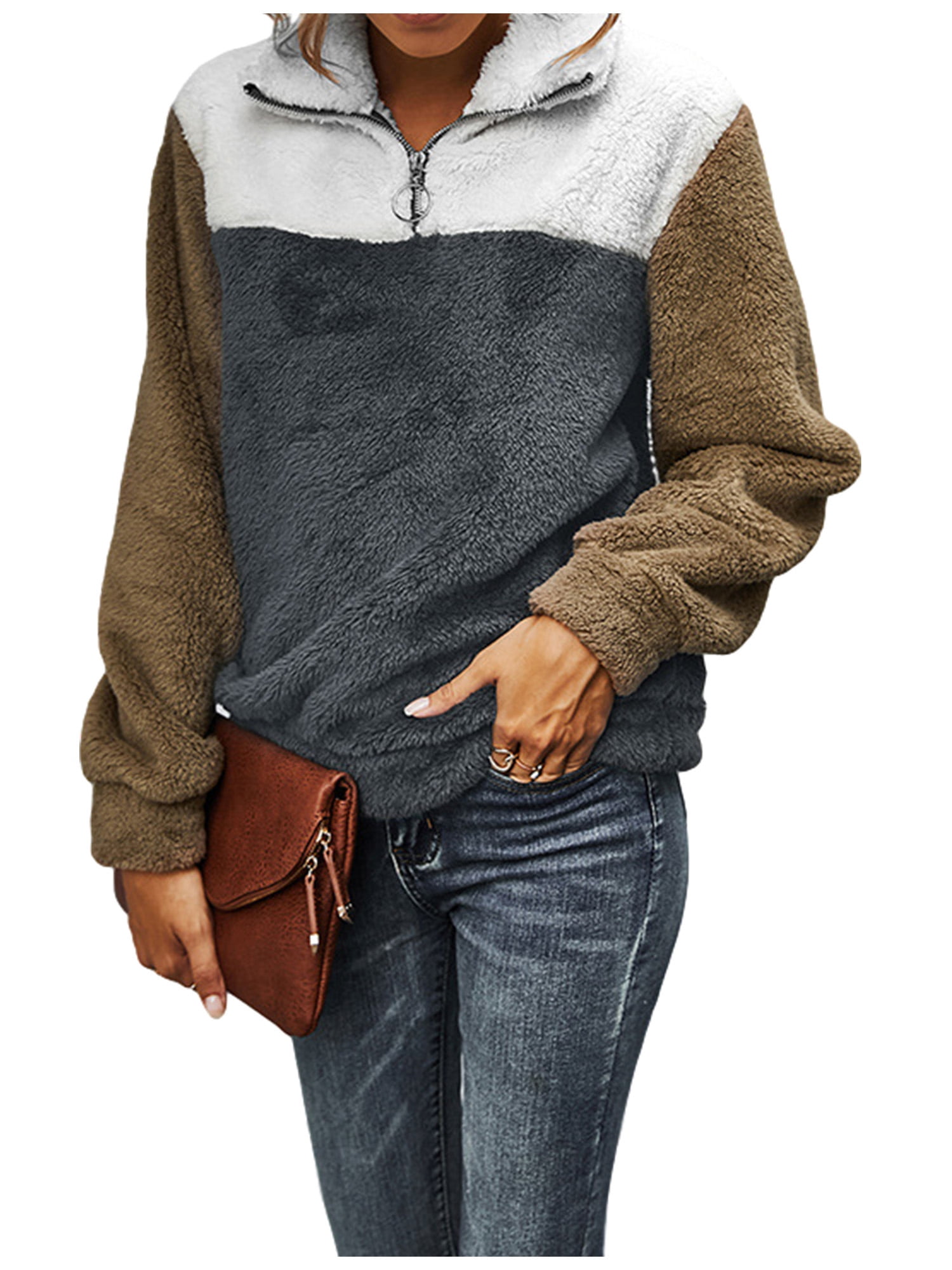 cotton blend zipper warm coat denim jacket