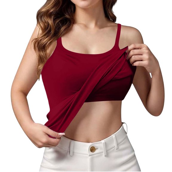 Women's Shelf Bra Camisole Built-in Bra Tanks Casual Shirt Cami Tanks Top Soft Undershirts Workout Yoga Top