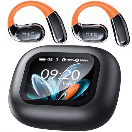 HTC NE27 Wireless Earbuds, AI Translate Earbuds Bluetooth 5.4 Headphones, Translator Earbuds with Mic Smart Screen,48H IP6 Waterproof Sport Headset
