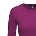 thumbnail image 2 of YEMAK Women's 3/4 Sleeve Crewneck Lightweight Basic Casual knit Pullover Sweater MK3636-PUP-M, 2 of 10