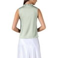 thumbnail image 3 of INSPIRE CHIC Women's Satin Top Elegant Sleeveless Pleated Mock Neck Ruffle Trim Solid Work Blouse Silk Tank Tops S Bean Green, 3 of 6