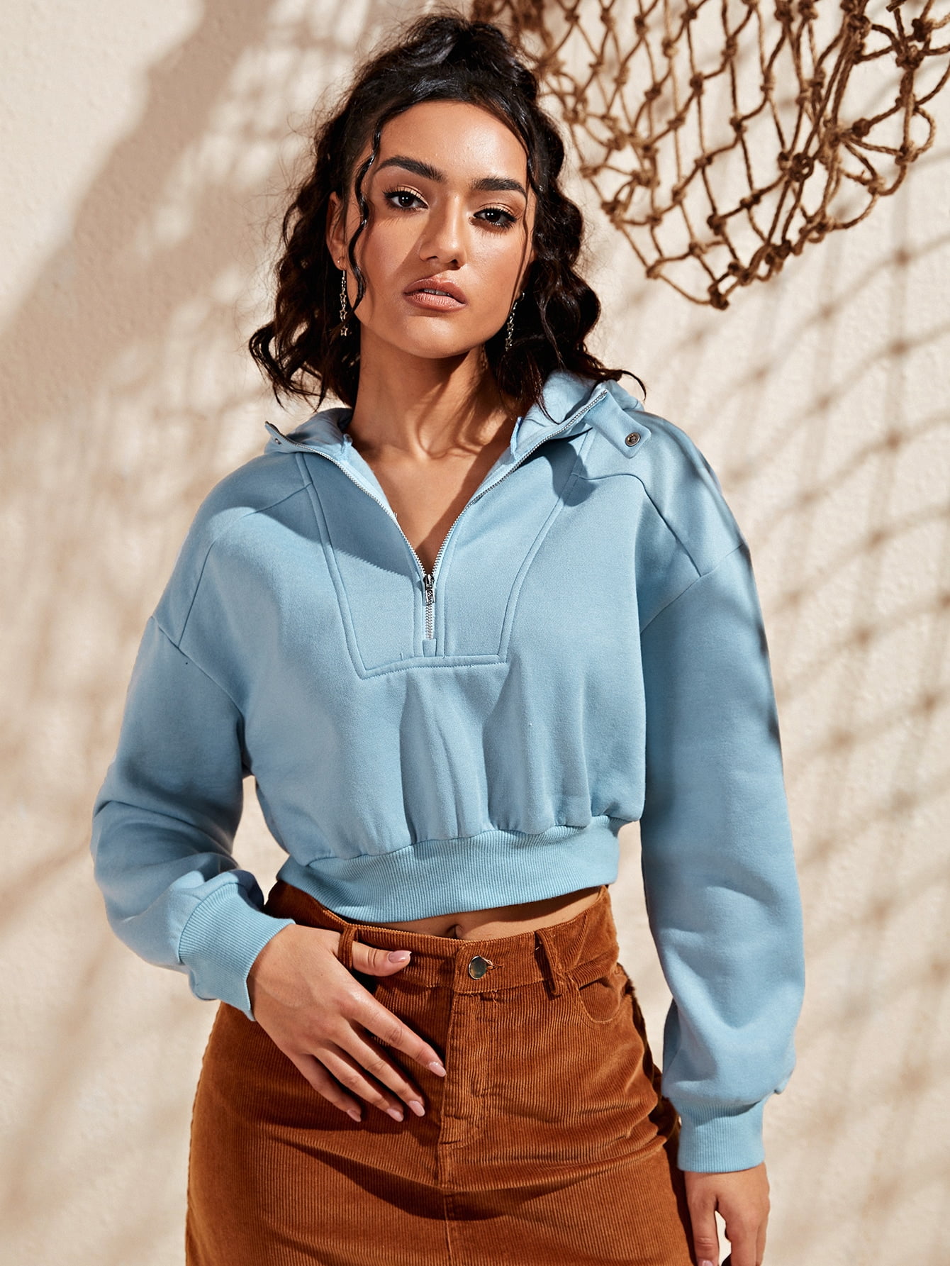 zipper half placket sweatshirt