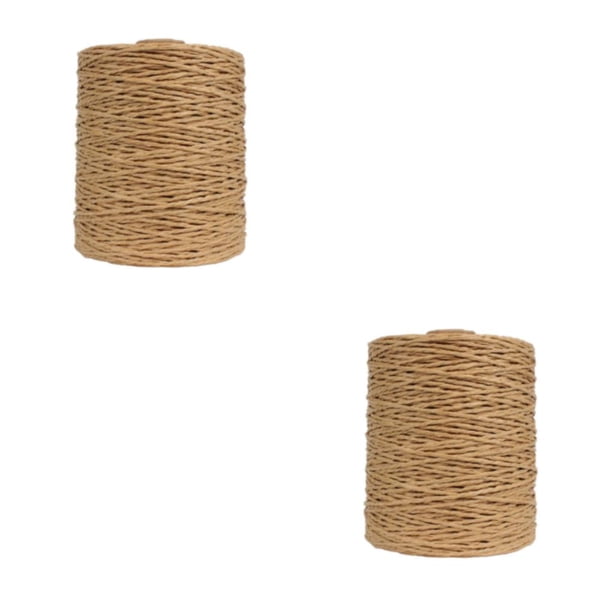 Riwesomey Hilo de papel de rafia, envoltorio de regalo, caja artesanal DIY, tejido de ganchillo Café 300m 2piezas