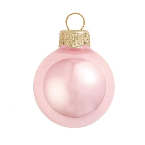 Whitehurst Mini Pearl Finish Glass Christmas Ball Ornaments - 1.5" (40mm) - Pale Pink - 40ct