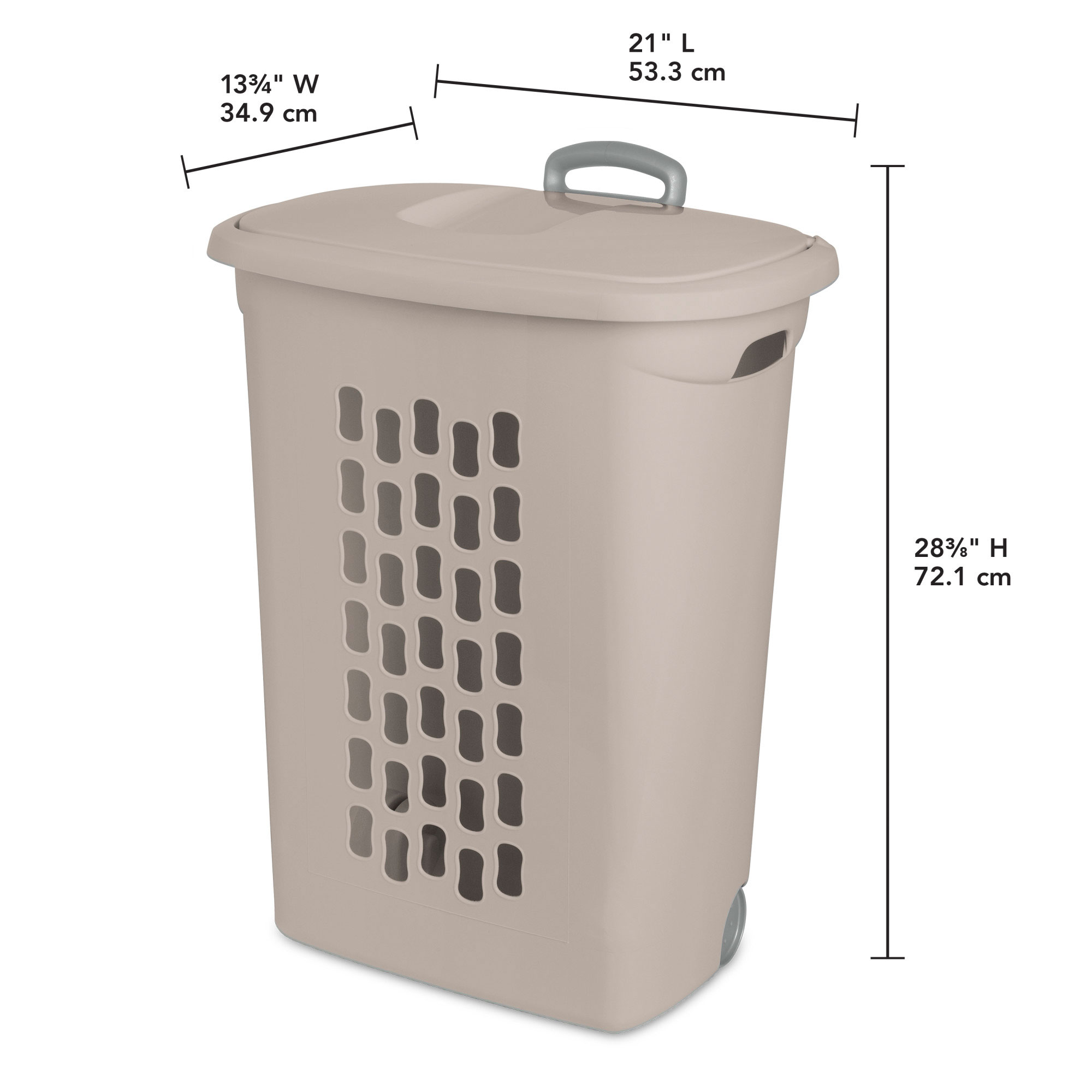 Sterilite 3-Pack Ultra Wheeled Hamper, Laundry Basket with Lid and Handle, Gray Pumice