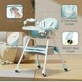 thumbnail image 2 of LHUAI, Foldable Baby High Chair, 4 in 1 Convertible High Chairs, With 5-Point Safety Harness, Adjustable Dining Tray & Backrest & Height, Easy To Clean Surface, For Babies And Toddlers, Light Blue, 2 of 8