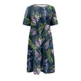 thumbnail image 4 of FAVIPT Summer Dresses for Women 2025 Casual Floral Short Sleeve A Line Maxi Dress Boho Beach Vacation Sundress with Pockets Purple,M, 4 of 5