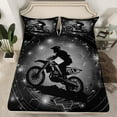 thumbnail image 2 of Feelyou Motorcycle Dirt Bike Queen Sheet Sets, Extreme Speed Sport Flat Sheet, Neon Grey Honeycomb Queen Fitted Sheet, Ultra Soft Bedroom Decor, 4-Piece, 2 of 7