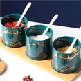 thumbnail image 5 of relayinert Simple Emerald Ceramic Spice Jar Set Safe Home Restaurant Seasoning Box Non-toxic Storage with Lid and Spoon Gift Set Not Fade with Wooden Pallet for Seasoning Storage, 5 of 5