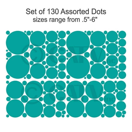 Turquoise Vinyl - Set of 130 assorted vinyl wall pattern polka dots (Turquoise)