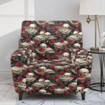 thumbnail image 2 of FKELYI Red Rose Skull Print Recliner Slipcover Anti-Dust Reclining Chair Cover with Pocket Fitted Couch Covers for Lazyboy Lounge Armchair Protector for Home Decor, 2 of 7