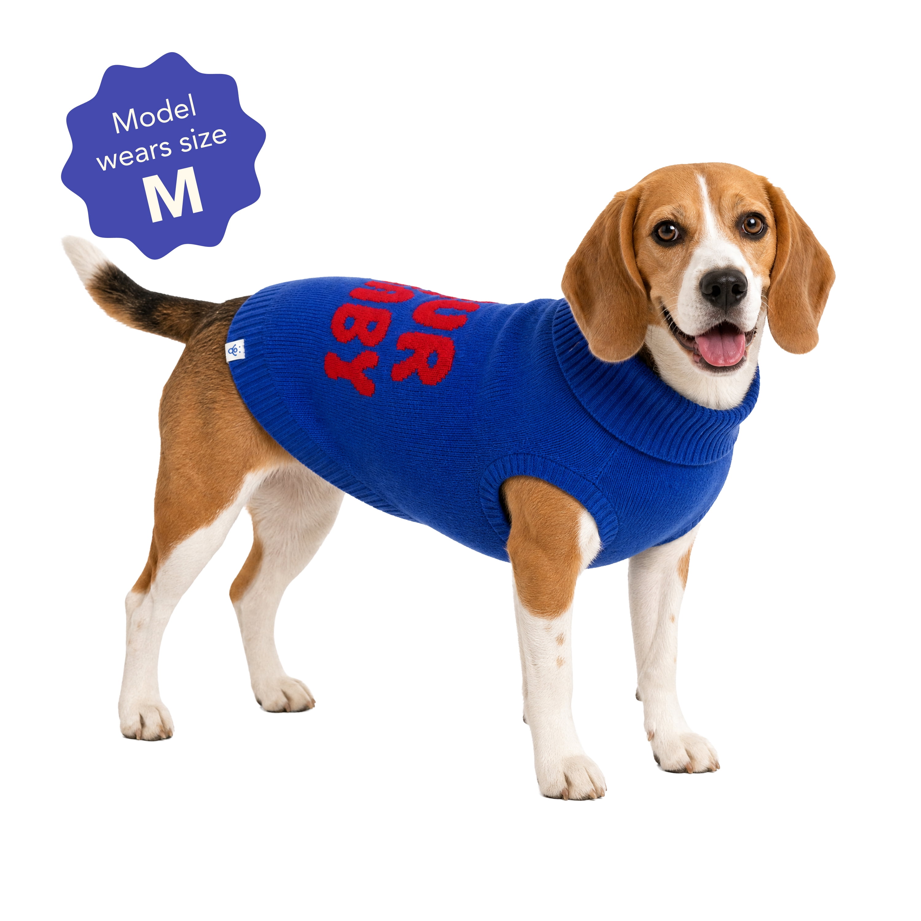 Oodles Fur Baby Fall Turtle Neck Dog Sweater, Blue, Medium