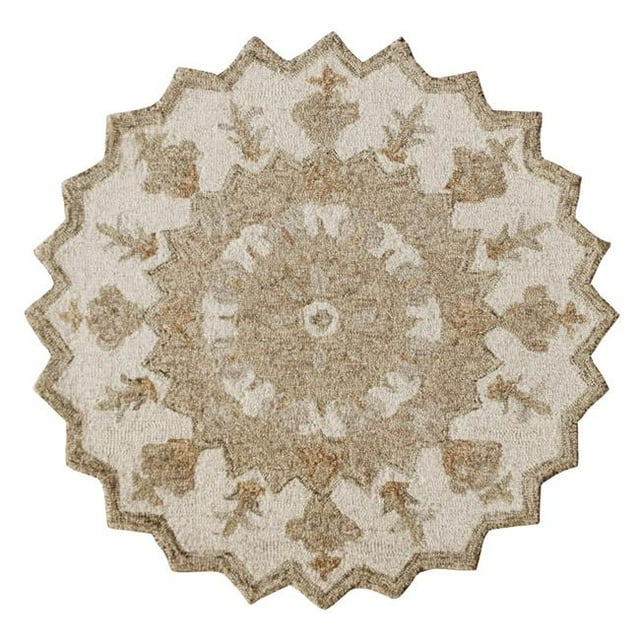 LR Resources BROSE21706BEI30RD 3 ft. Mojave Medallion Transitional Round & Specialty Area Rug