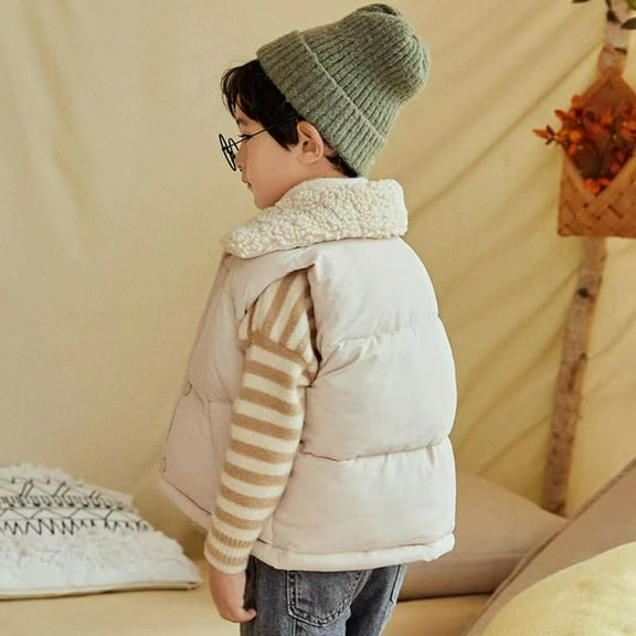 CSCHome Sleeveless Vest Coat for Toddlers Baby 1-10 Years Winter Lightweight Sleeveless Snap Top Jacket Soft and Cozy Winter Fleece Lined Warm Jacket Coat