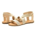 thumbnail image 3 of Dream Pairs Women Elastic Ankle Strap Flats Sandals Summer Casual Street Flats Sandals Elatica-6 Nude Size 11, 3 of 5