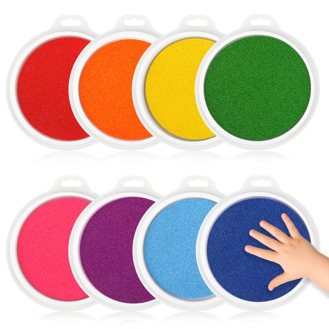Almohadillas de tinta Hoiny de 8 colores, grandes de 18 cm, lavables para manualidades infantiles