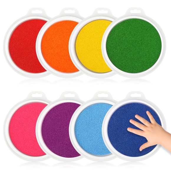 Almohadillas de tinta Hoiny de 8 colores, grandes de 18 cm, lavables para manualidades infantiles