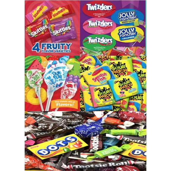 Assorted Bulk Cady Mix - Skittles, Swedish Fish, Sour Patch Kids, Starburst & More!- Idividually Wrapped Cady (32 Ouces)