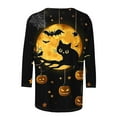 thumbnail image 4 of VKOYWKM Halloween Shirts for Women 3/4 Sleeve Funny Pumpkin Graphic T Shirt Crew Neck Loose Vintage Tops Halloween Spooky Print Tees, 4 of 4