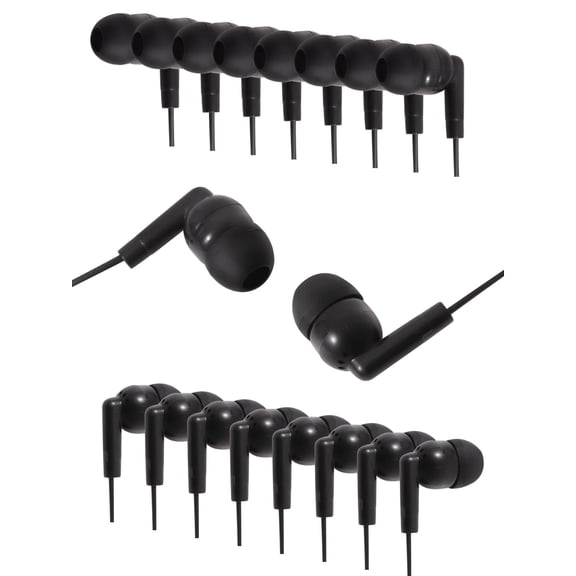 100 Pack Earbuds Bulk for School Classroom Headphones Wired in Ear Student Earphones Class Set Individually Packed (Black)